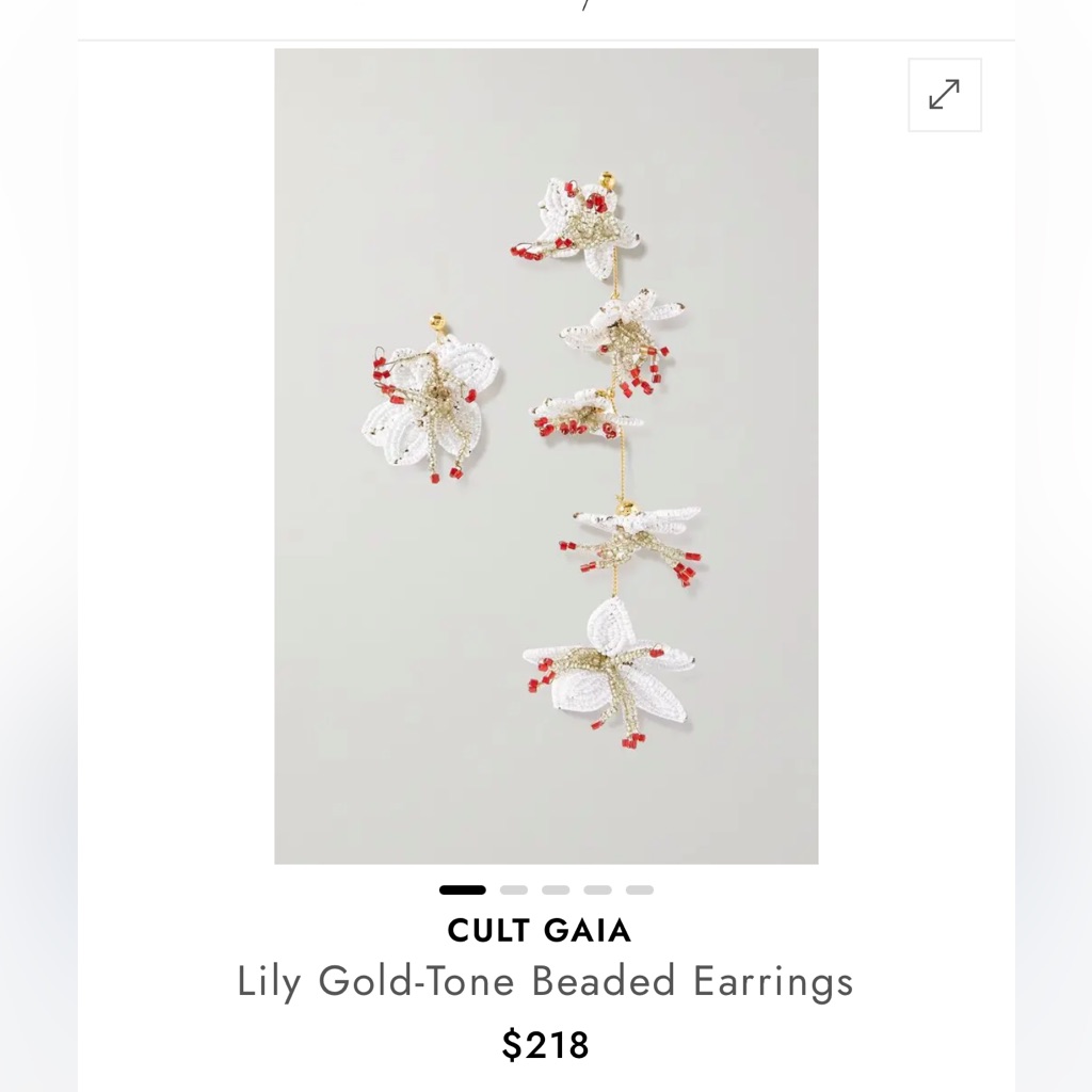 Cult Gaia Lily Gold-Tone Beaded Earrings - White 199$